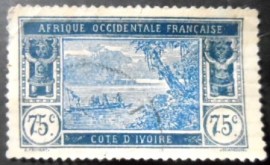 Selo postal da Costa do Marfim de 1934 Ebrié Lagoon