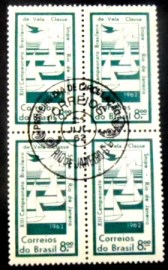 Quadra de selos postais do Brasil de 1962 Brasileiro de Vela