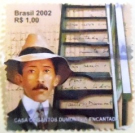 Selo postal do Brasil de 2002 Santos Dumont U