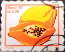 Selo postal do Brasil de 1998 Mamão U