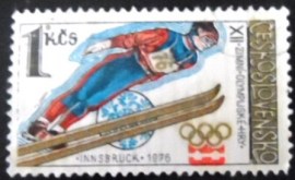 Selo postal da Tchecoslováquia de 1976 Ski Jumping