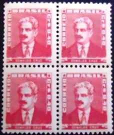 Quadra de selos postais do Brasil de 1954 Oswaldo Cruz 40