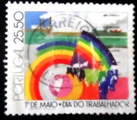 Selo postal de Portugal de 1981 May Day Industry
