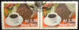 Par de selos postais do Brasil de 2001 Café do Brasil