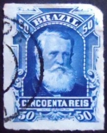 Selo postal do Brasil de 1877D. Pedro II Barba Branca 50