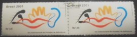 Par de selos postais do Brasil de 2001 Orgãos Estilizados