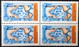 Quadra de selos do Brasil de 1980 Assembléia do BID