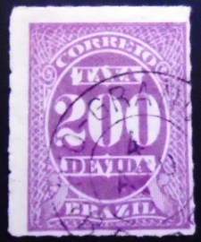 Selo postal do Brasil de 1890 Taxa Devida 200