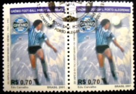 Par de selos postais do Brasil de 2001 Grêmio Football Porto Alegrense