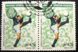 Par de selos postais do Brasil de 2001 S.E. Palmeiras