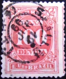 Selo postal DO Brasil de 1893 Taxa Devida Novo Modelo 100 - x21u