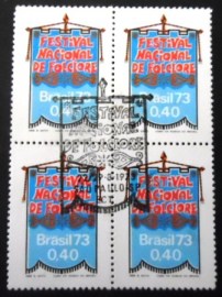 Quadra de selos do Brasil de 1973 Folclore