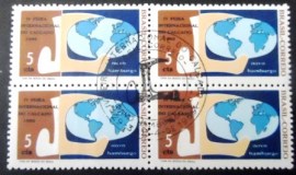 Quadra de selos postais do Brasil de 1969 Feira do calçado