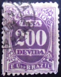Selo postal Taxa Devida emitido pelo Brasil em 1893 - X 22