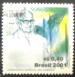 Selo postal do Brasil de 2001 Barbosa Lima Sobrinho