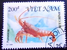 Selo postal do Vietnã de 1991 Spiny Lobster