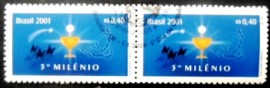 Par de selos postais do Brasil de 2001 Novo Milênio Cristão
