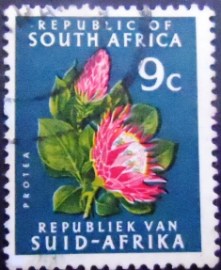 Selo postal da África do Sul de 1972 Protea