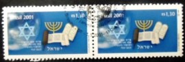 Par de selos postais do Brasil de 2001 Novo Milênio Judaico