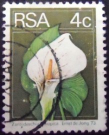 Selo postal da África do Sul de 1974 Calla lily