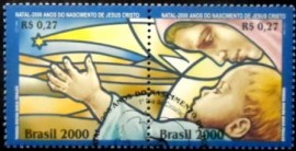 Se-tenant do Brasil de 2000 Estrela de Belém e Maria e Jesus