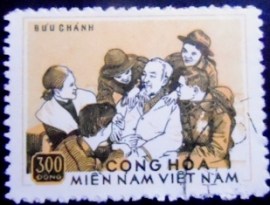 Selo postal do Vietnã Vietcong de 1976 Ho Chi Minh