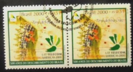 Par de selos postais do Brasil de 2000 TELECOM 2000