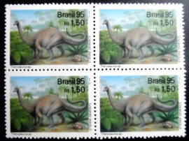 Quadra de selos do Brasil de 1995 Titanosaurus