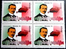 Quadra de selos do Brasil de 1995 Guglielmo Marconi