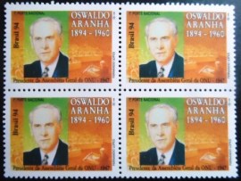 Quadra de selos postais do Brasil de 1994 Oswaldo Aranha