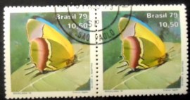 Par de selos postais do Brasil de 1979 Evenus Regalis MCC