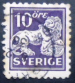 Selo postal da Suécia de 1925 Standing Lion 10