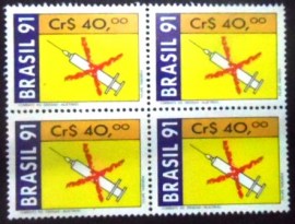 Quadra de selos postais do Brasil de 1991 Combate as Drogas Injetáveis