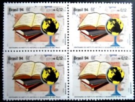 Quadra de selos postais do Brasil de 1994 Inst. Histórico e Geográfico