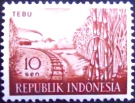 Selo postal da Indonésia de 1960 Sugar cane TEBU