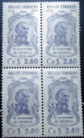 Quadra de selos postais do Brasil de 1954 José de Anchieta