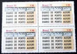Quadra de selos postais do Brasil de 1977 Diário Porto Alegre