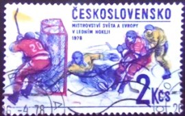 Selo postal da Tchecoslovakia de 1978 Ice hockey