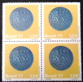 Quadra de selos do Brasil de 1977 Vintém