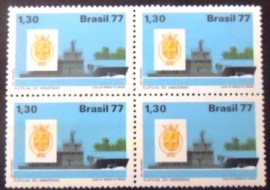 Quadra de selos do Brasil de 1977 Flotilha do Amazonas