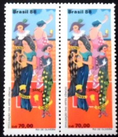 Par de selos postais do Brasil de 1988 Ninfas