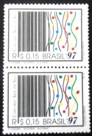 Par de selos postais do Brasil de 1997 Alegria Alegria