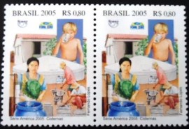 Par de selos postais do Brasil de 2005 Cisternas