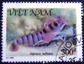 Selo postal do Vietnam de 1991 Pretty Snapping Shrimp