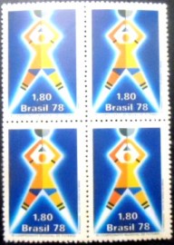Quadra de selos do Brasil de 1978 Jogador e Taça