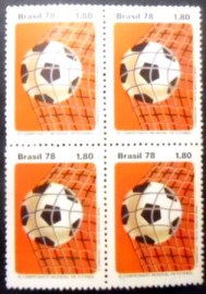 Quadra de selos do Brasil de 1978 Bola na Rede