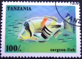 Selo postal da Tanzânia de 1995 Lagoon Triggerfish