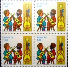 Quadra de selos do Brasil de 1978 Tocadores de Viola