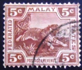 Selo postal dos Estados Federados Malaios de 1932 Tiger