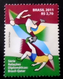 Selo postal do Brasil de 2011 Brasil - Catar
